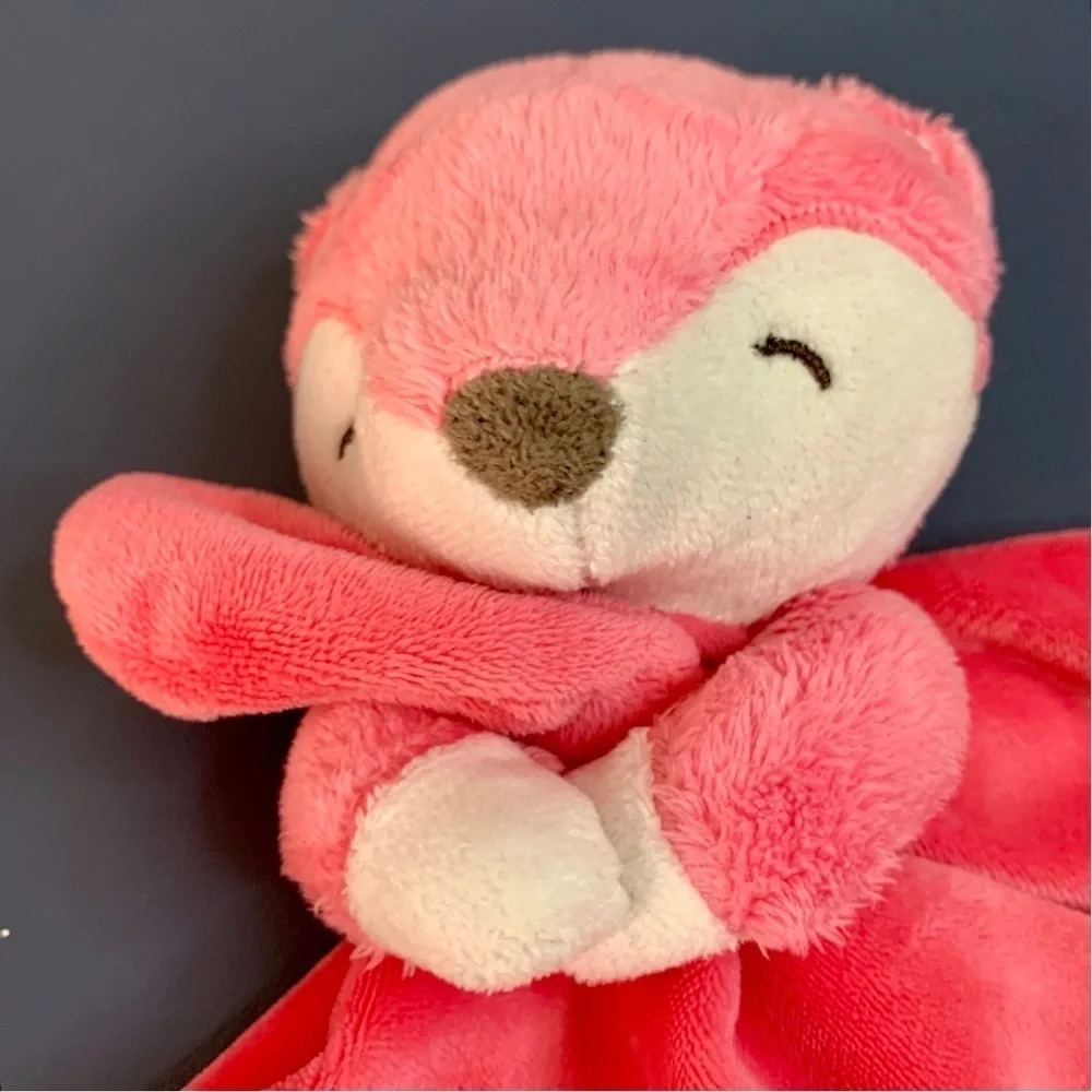 Carters Salmon Pink Fox Rattle Security Blanket Plush